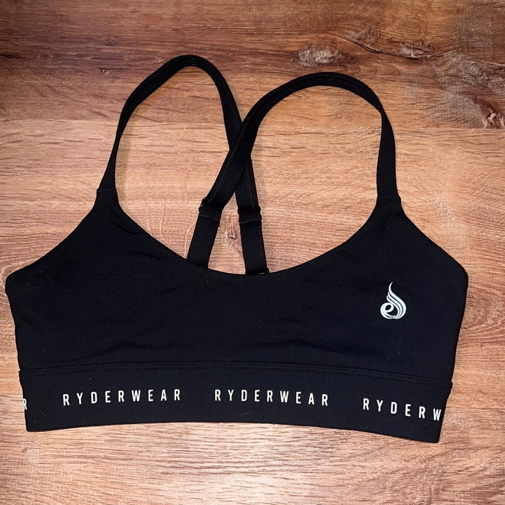 Ryderwear reflex cross over black sports bra. XS. No padding.